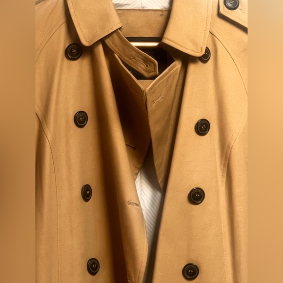 Zara Camel mid length khaki tan Trench Coat size small - Picture 11 of 15